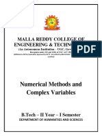Nemerical Methods and Complex Variables Digital Notes