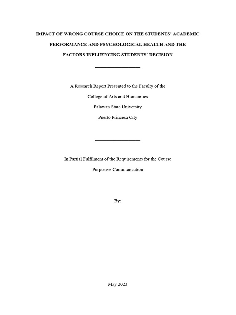 Effects of Wrong Course Choice on Students | PDF | Mental Disorder ...