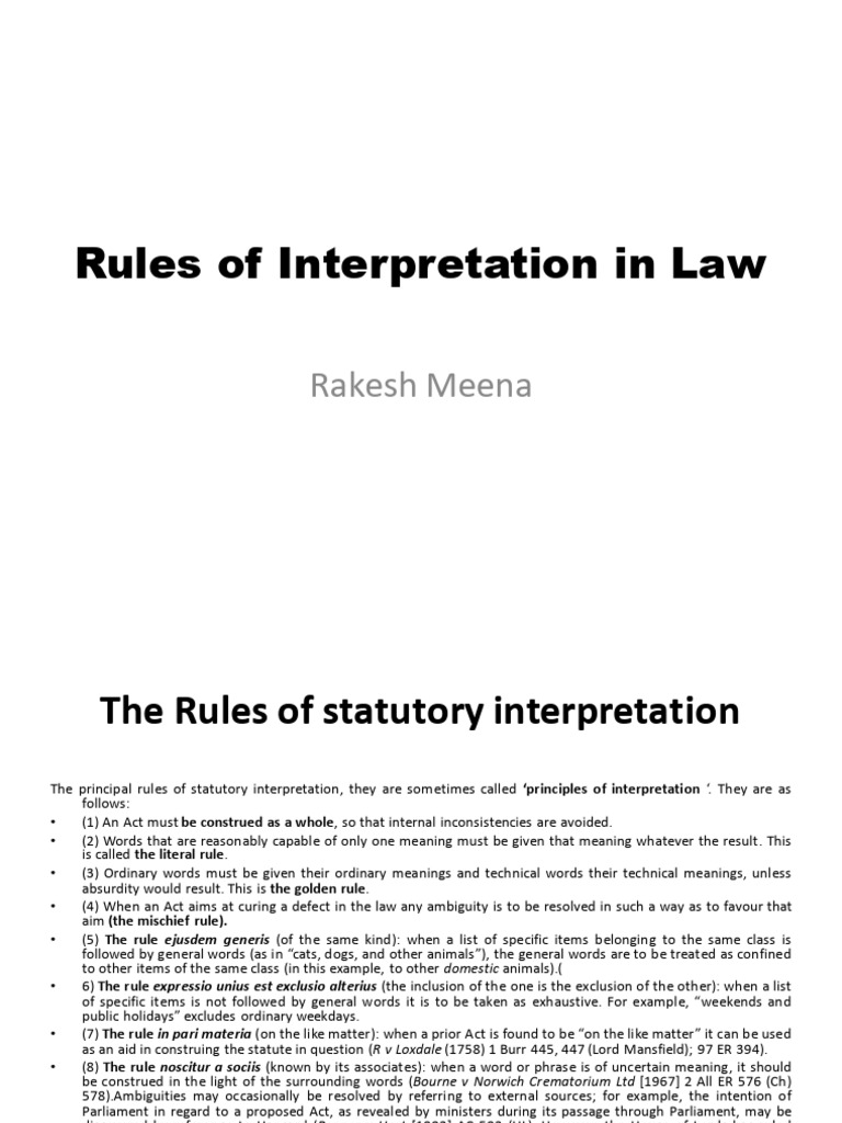 Rules of Interpretation of Statutes | PDF | Statutory Interpretation ...