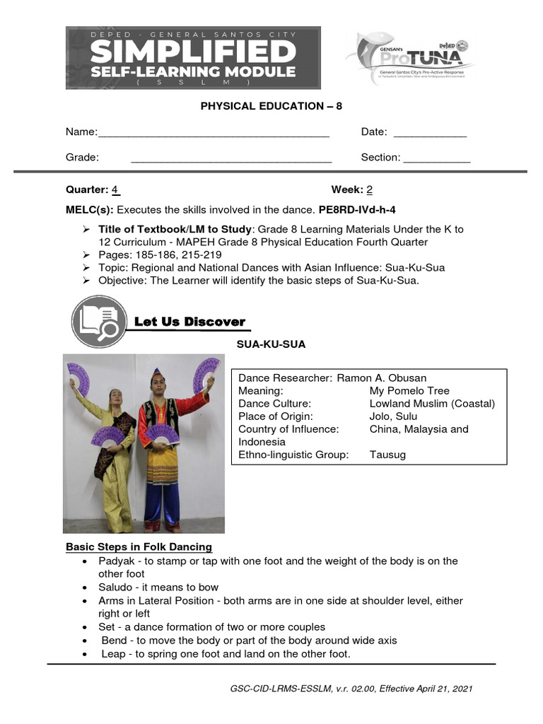 Quarter 4 Physical Education 8 Week 2 | PDF | Dances