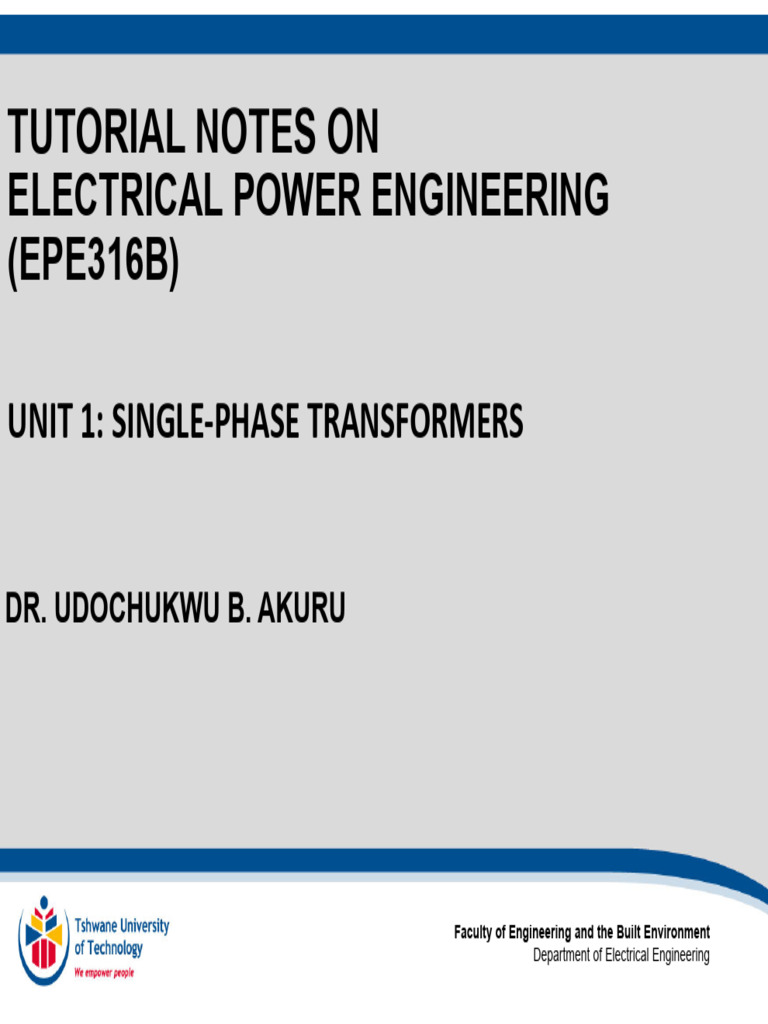 Unit 1 Single Phase Transformer Tutorial Pdf Transformer
