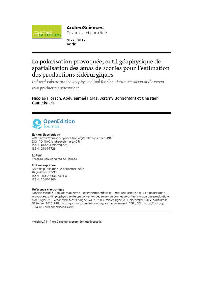 Polarisation Provoquée et Amas de Scories PDF Électron — free download