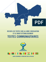 UEMOA Recueil Texte Libre Circulation