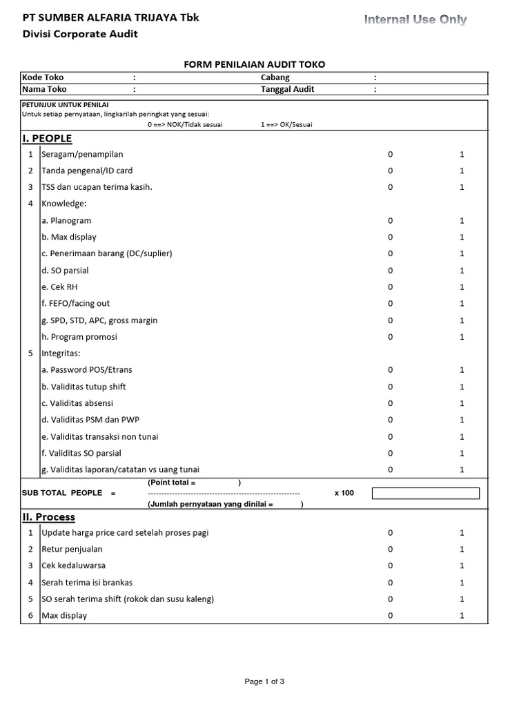 Penilaian Audit Toko Alfamart | PDF