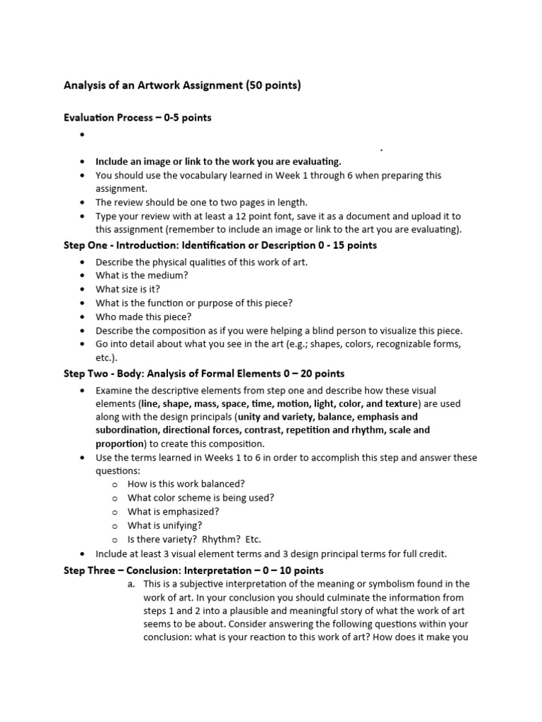 Artwork Analysis Assignment Guide | PDF | Composition (Visual Arts)