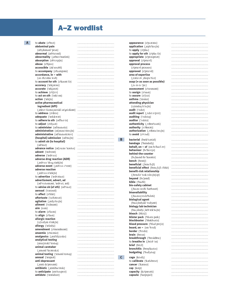 Pharmaceuticals wordlist pdf medicine health sciences