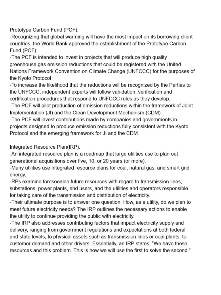 Prototype Carbon Fund and Energy Planning | PDF | Kyoto Protocol ...
