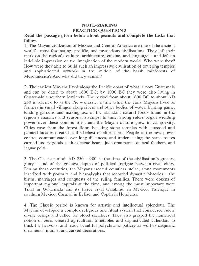 Note-Making Practice Question 3 | PDF | Maya Civilization | Mesoamerica
