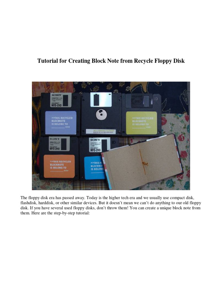 Tutorialfor creating block notefrom recycle floppy disk pdf sewing