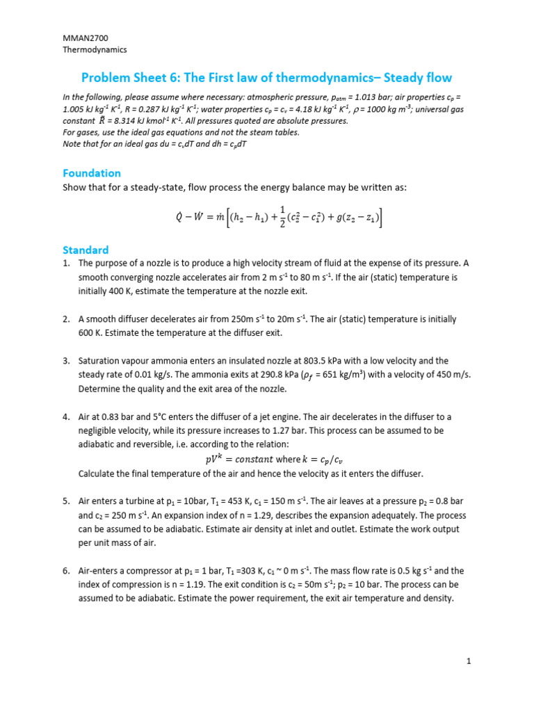 First Law of Thermodynamics Problems | PDF | Heat | Pressure