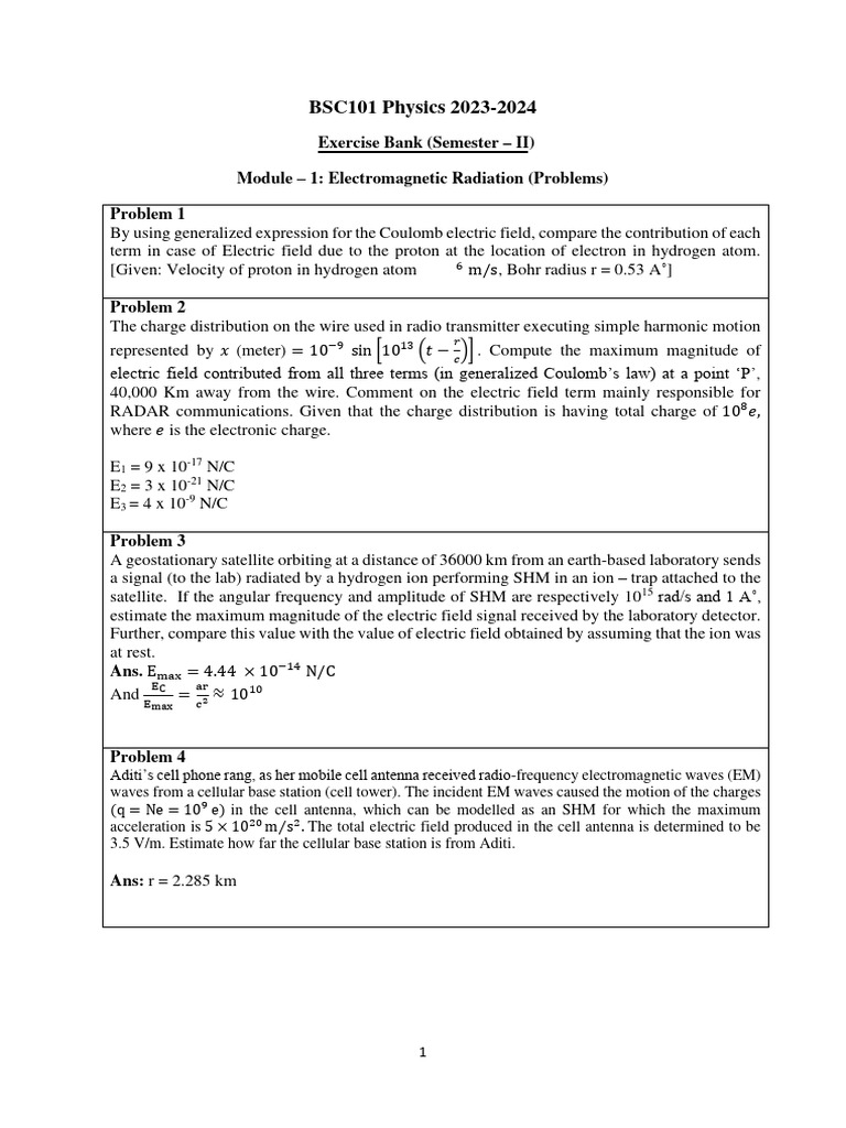 Physics Problems on Electromagnetic Waves | PDF | Polarization (Waves ...
