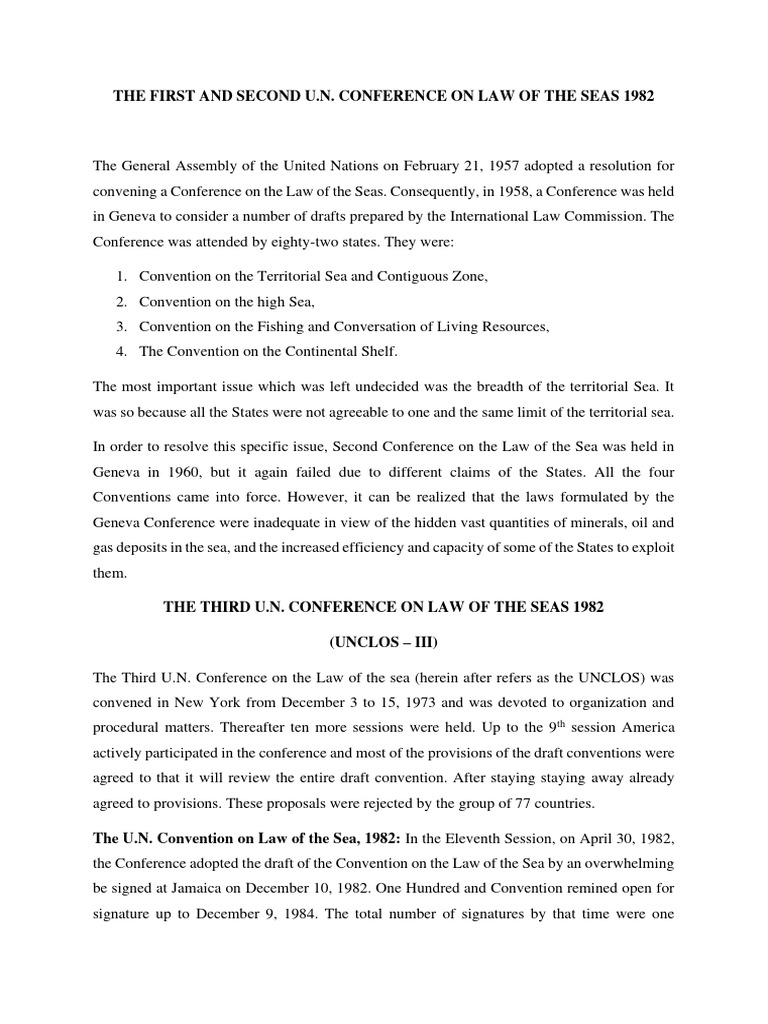Overview of the 1982 Law of the Sea Convention | PDF | United Nations ...