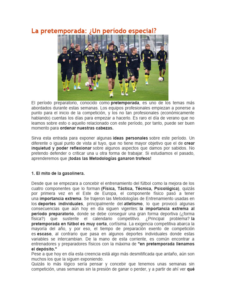 Importancia de la Pretemporada en Fútbol | PDF