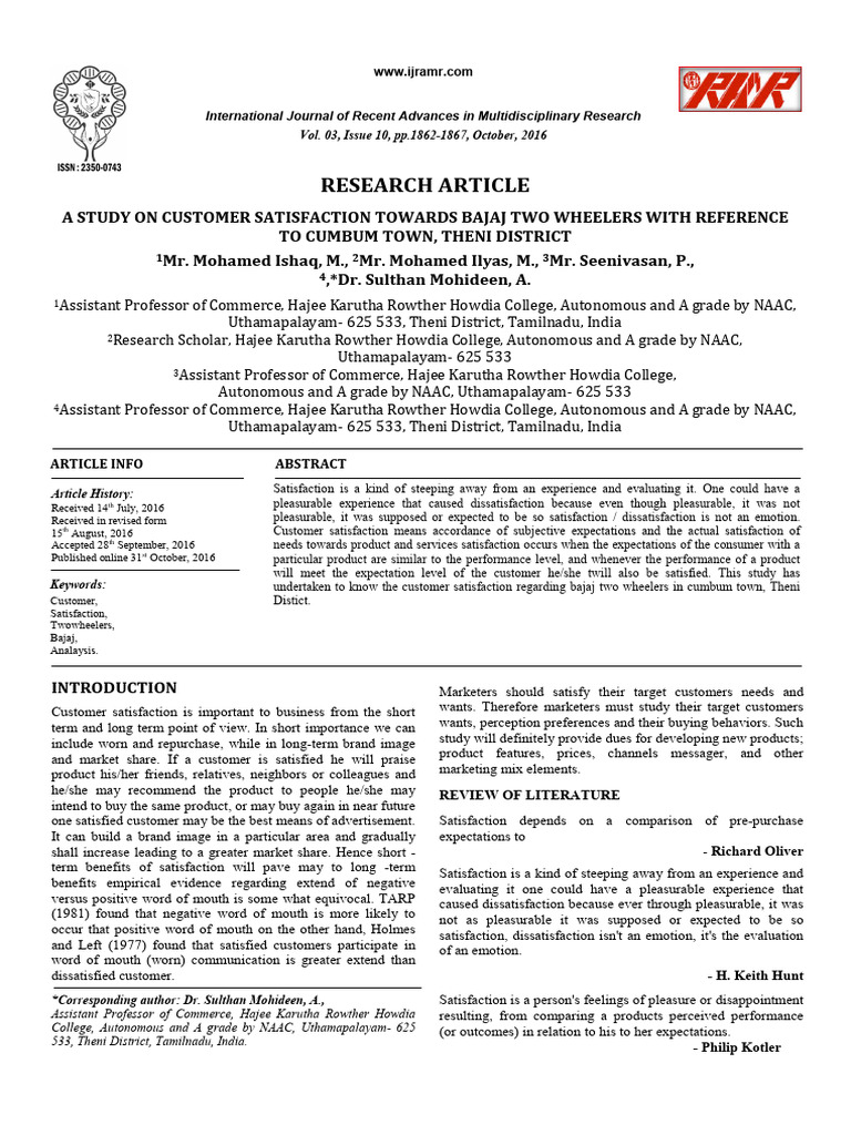 951 Bajaj Pdf Customer Satisfaction Dividend