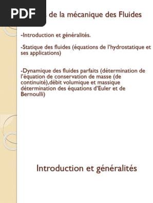 Cours de Mcanique des Fluides PDF | PDF | Fluide | Pression