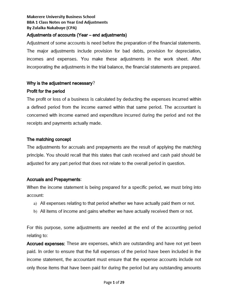 Year end adjustments pdf depreciation expense