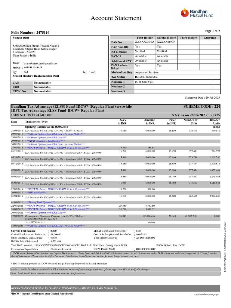 Account Statement | PDF | Banks | Investing