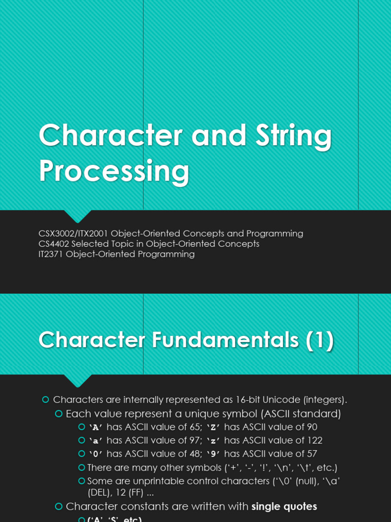 03a Character and String Processing | PDF | String (Computer Science ...