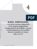 Karl Abraham Commentaires de Textes en Psychopathologie Psychanalytique