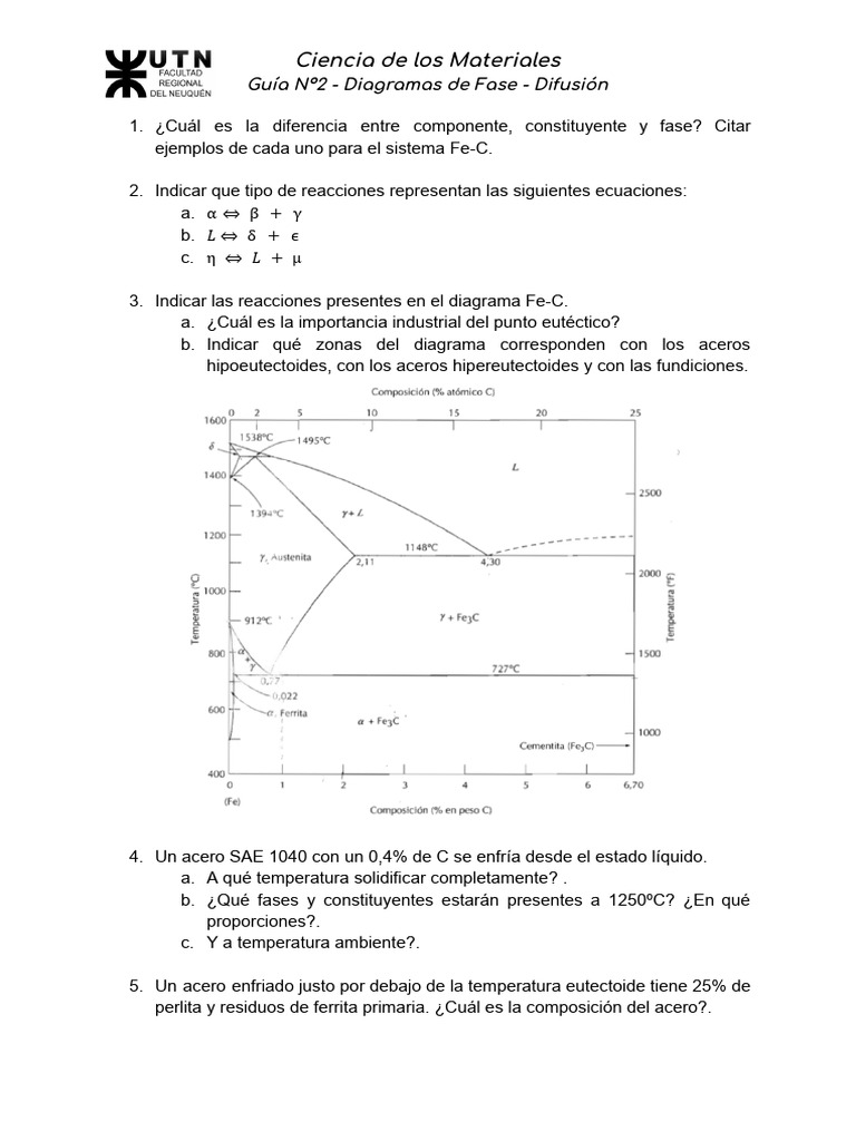 Ejercicios sobre Diagramas de Fase | PDF | Aleación | Acero
