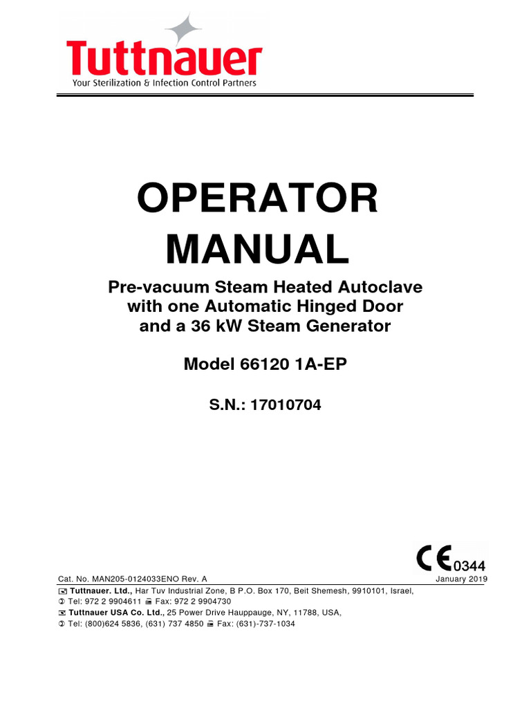 Operator Manual SN 17010704 | PDF | Sterilization (Microbiology)