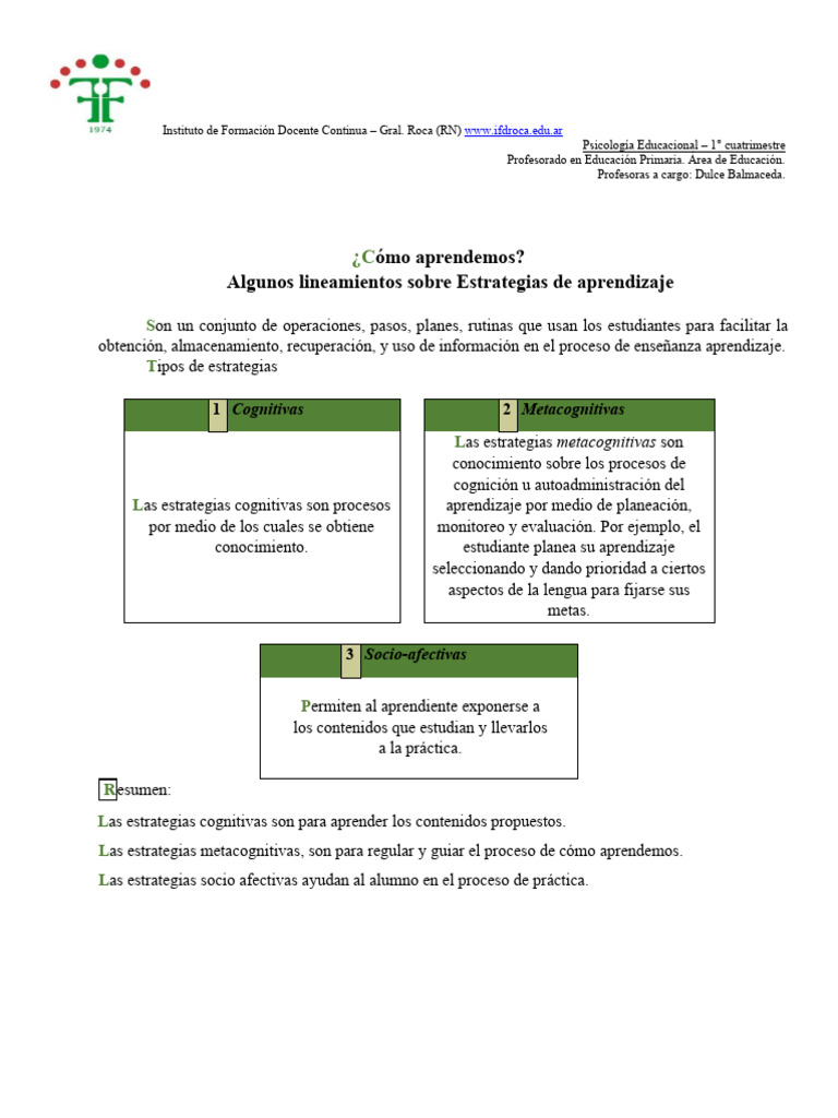Estrategias de Aprendizaje en Educación | PDF | Aprendizaje | Memoria