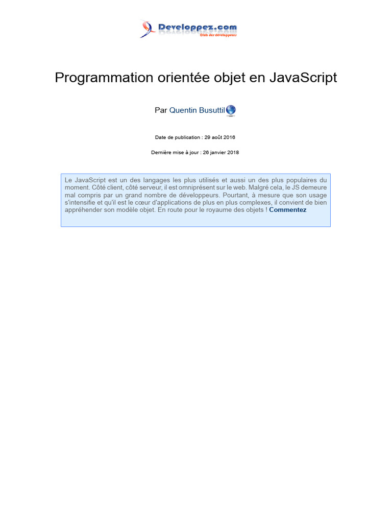 Poo Javascript | PDF | JavaScript | Programmation informatique