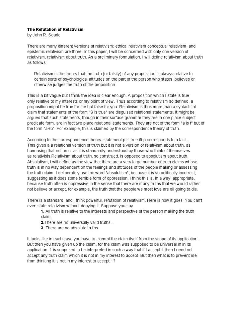 Refuting Relativism About Truth | PDF | Relativism | Proposition