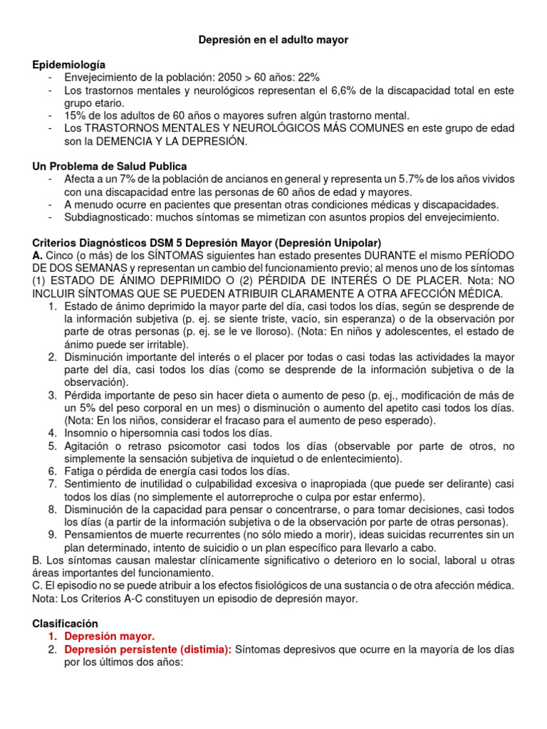 Depresión en El Adulto Mayor | PDF | Trastorno depresivo mayor ...