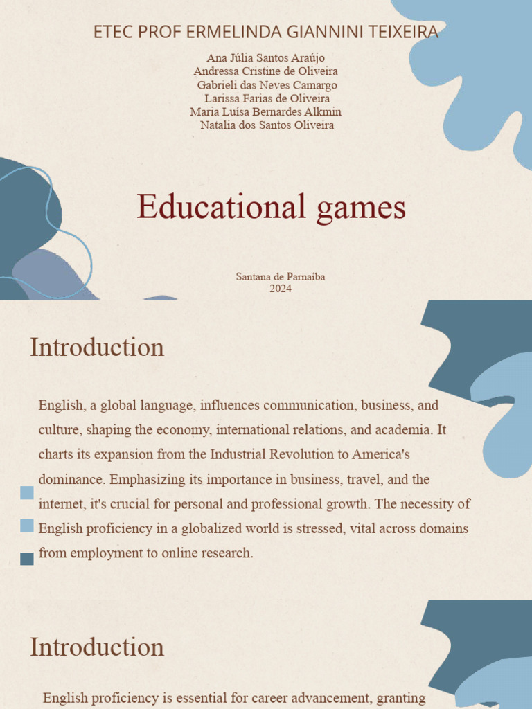 Fun Educational Games for English Learning | PDF | English As A Second ...