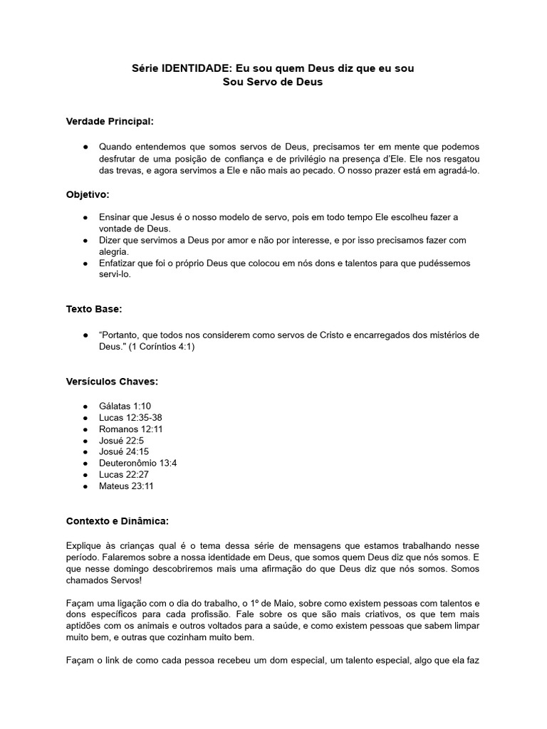 05 Sou Servo de Deus Serie Identidade PDF Servidão Jesus