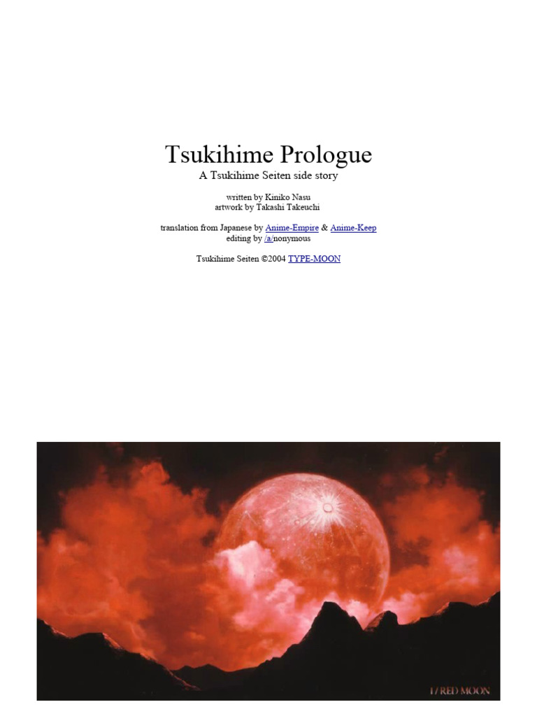 Tsukihime Prologue A Tsukihime Seiten Side Story Download Free PDF 