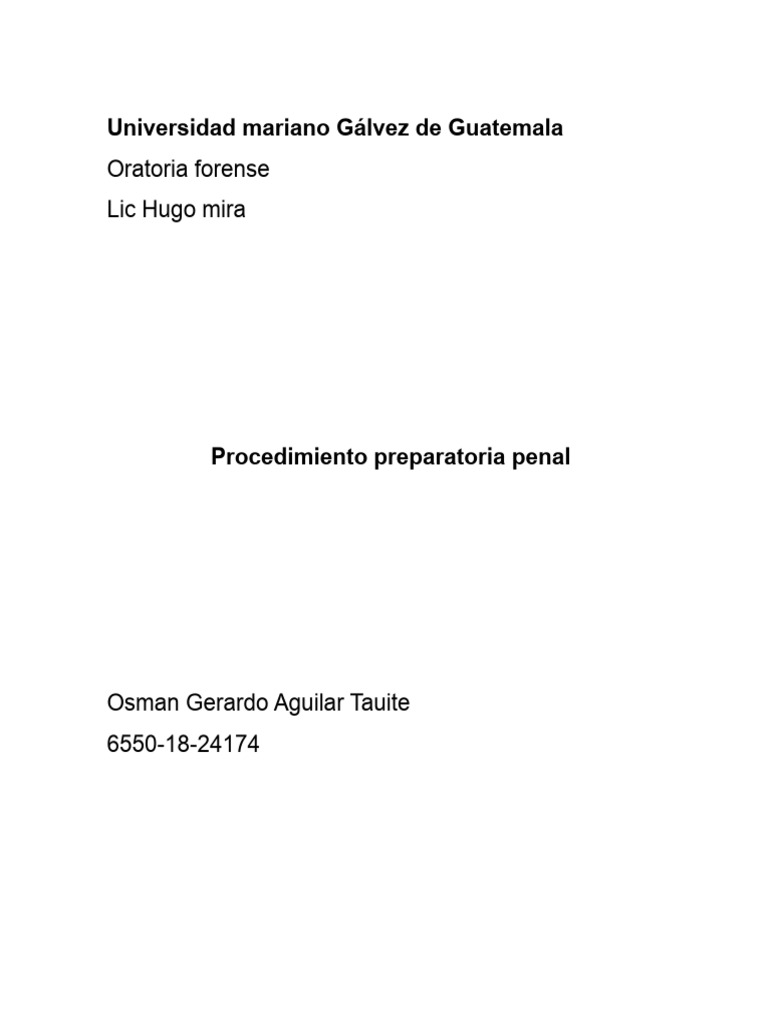 Etapa Preparatoria Del Proceso Penal Guatemala | PDF | Fiscal | La