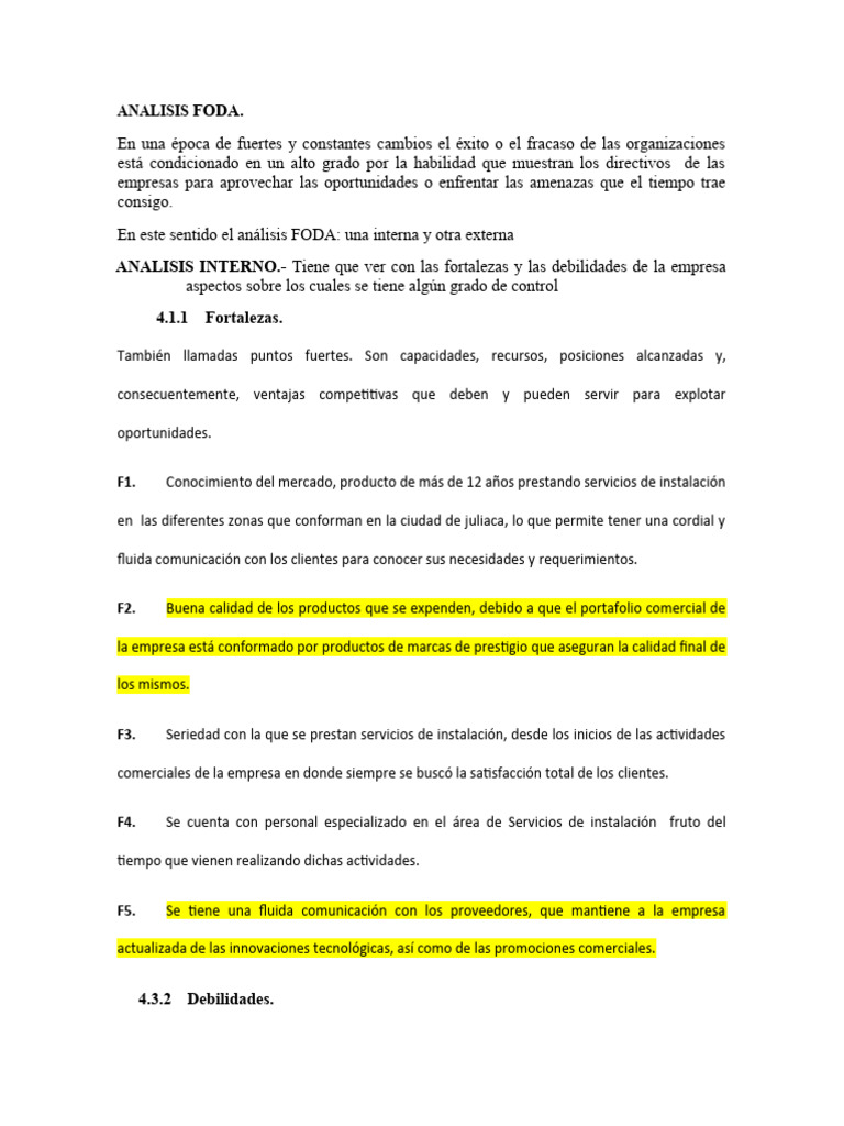 Análisis FODA: Fortalezas y Oportunidades | PDF | Análisis FODA | Business