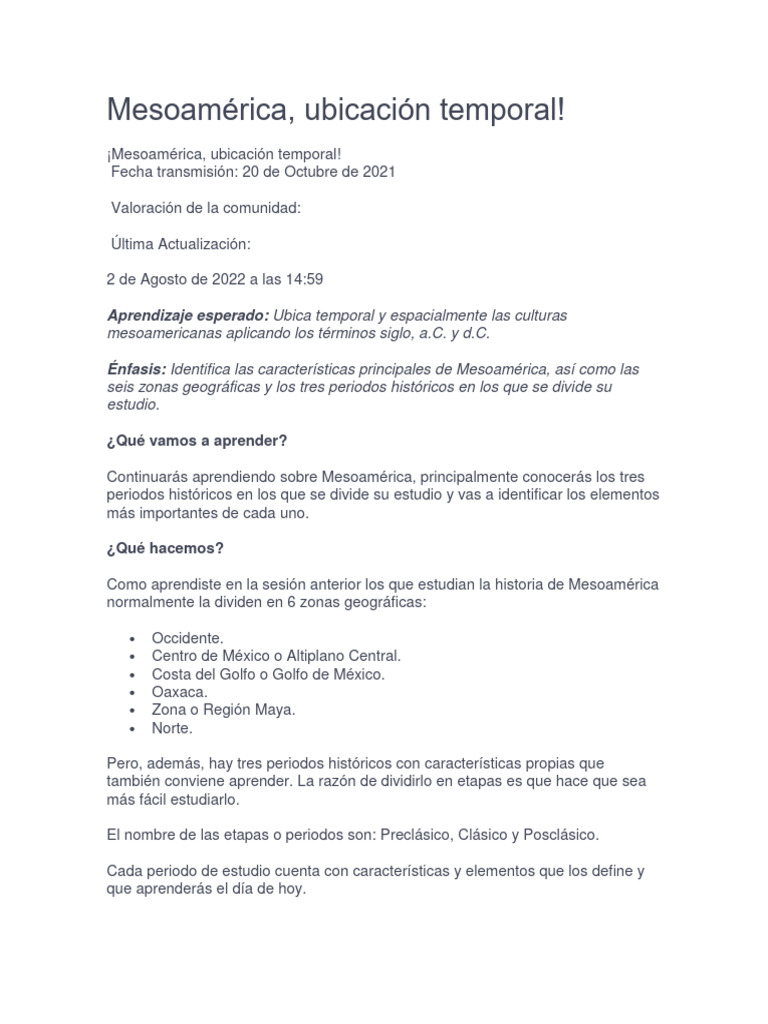 Mesoamérica Pdf Mesoamérica Cultura De Las Americas