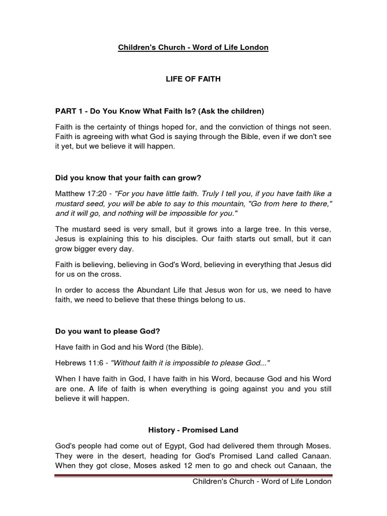 Living a Life of Faith for Kids | PDF | Joshua | Jesus