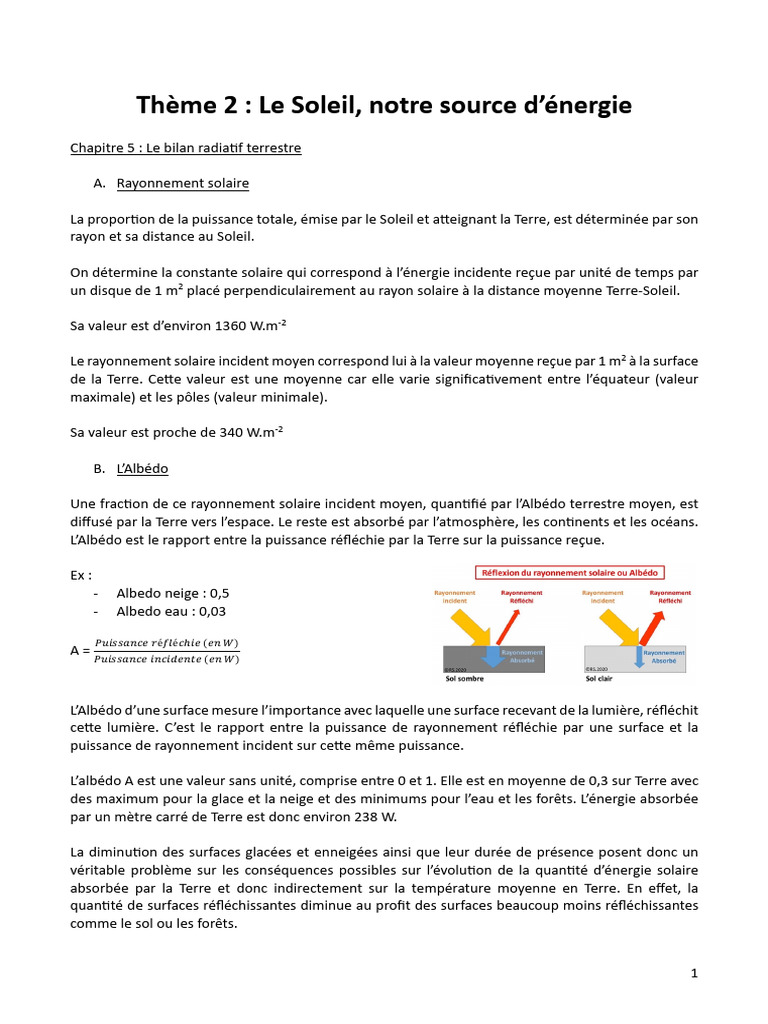 Bilan radiatif terrestre et albédo | PDF | Atmosphère de la Terre ...