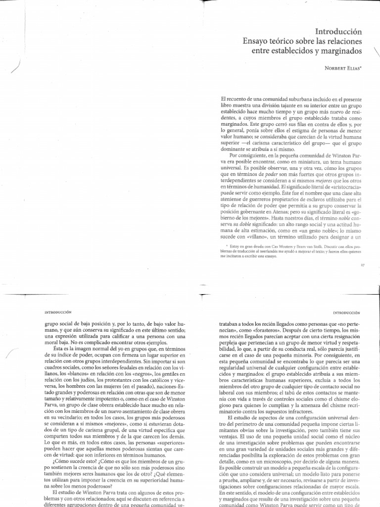 Establecidos y Marginados Sem | PDF