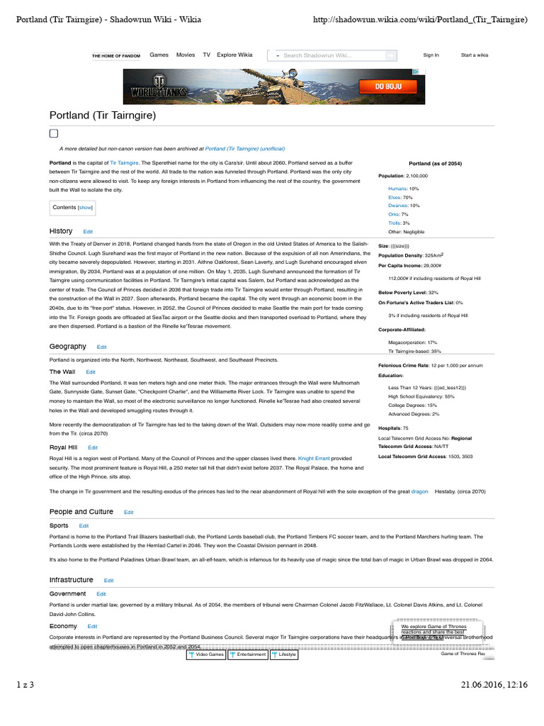 Portland (Tir Tairngire) - Shadowrun Wiki - Wikia | PDF