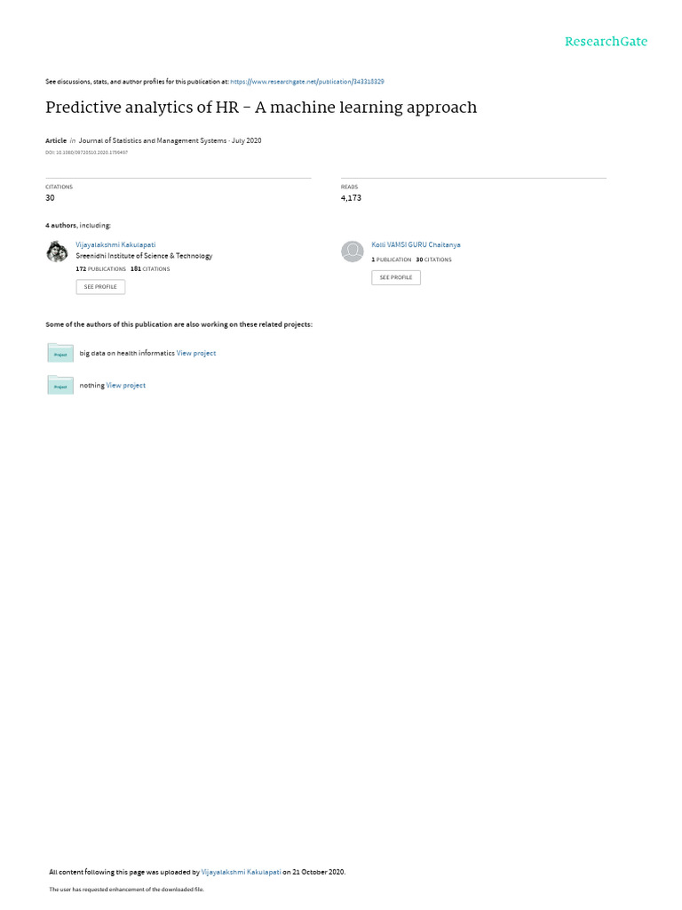 HR Predictive Analytics with ML | PDF | Analytics | Human Resource ...
