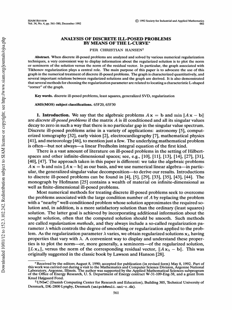 Hansen 1992 | PDF | Norm (Mathematics) | Algebra