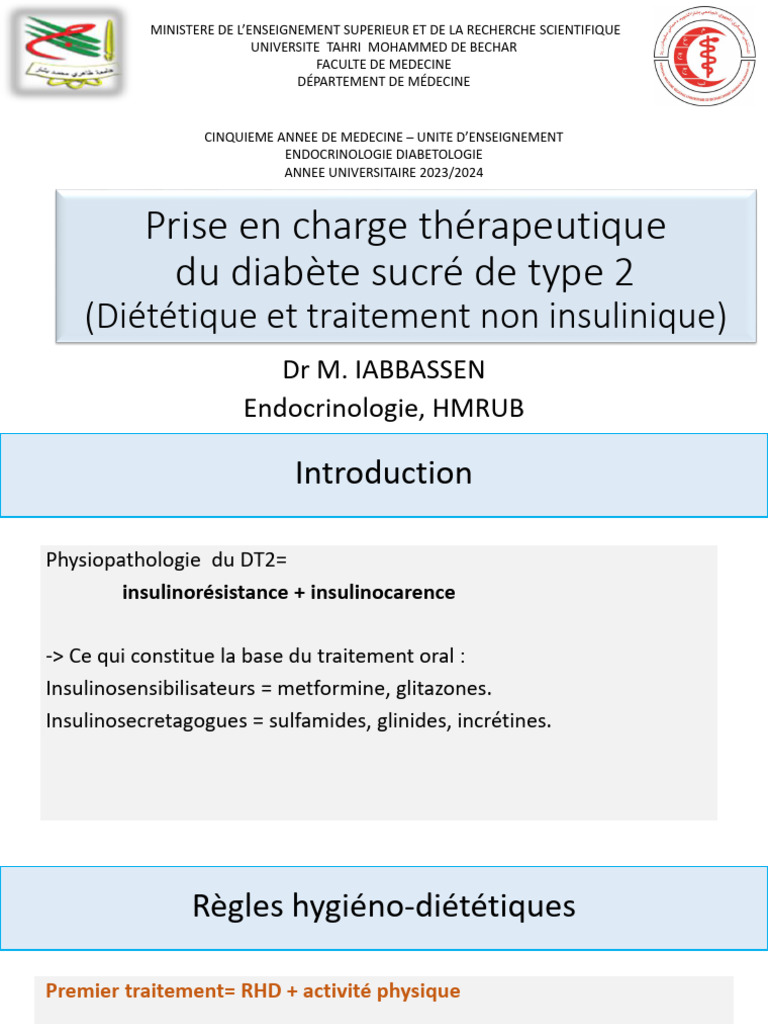 5 Prise en Charge Thérapeutique Du Diabète Sucré de Type 2 Cours ...