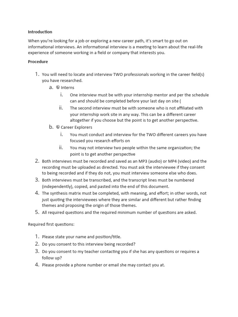 Informational Interview Guidelines | PDF | Interview