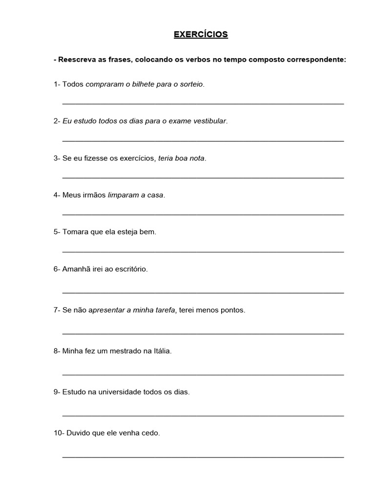 Exerc cios tempos compostos pra enviar 1 pdf