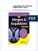 Textbook Ebook Mergers Acquisitions For Dummies 2Nd Edition Bill R Snow All Chapter PDF