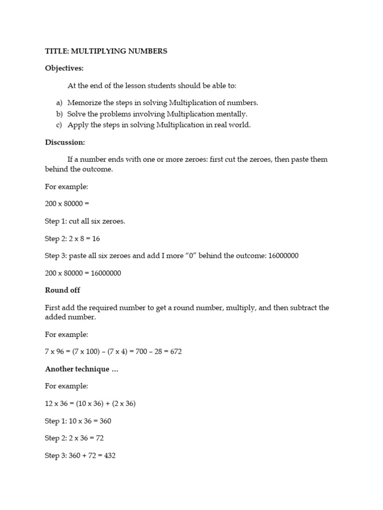 Mastering Multiplication Techniques | PDF