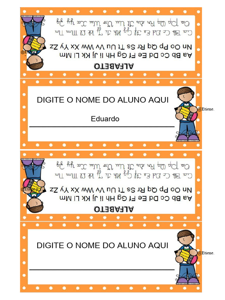 Ficha de Nome para Educação Infantil | PDF