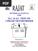 O.C. and S.C. Test On 1 Phase Transformer