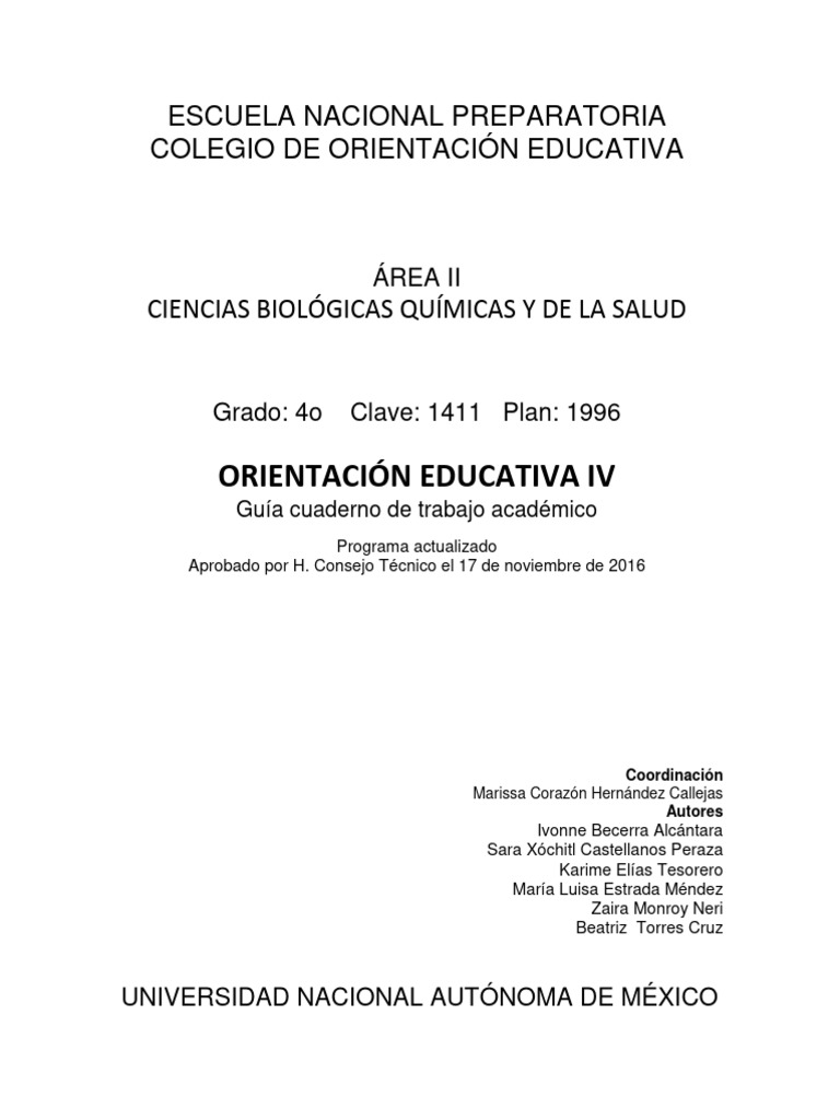 Guía de Orientación Educativa IV | PDF | Autoestima | Plan de estudios