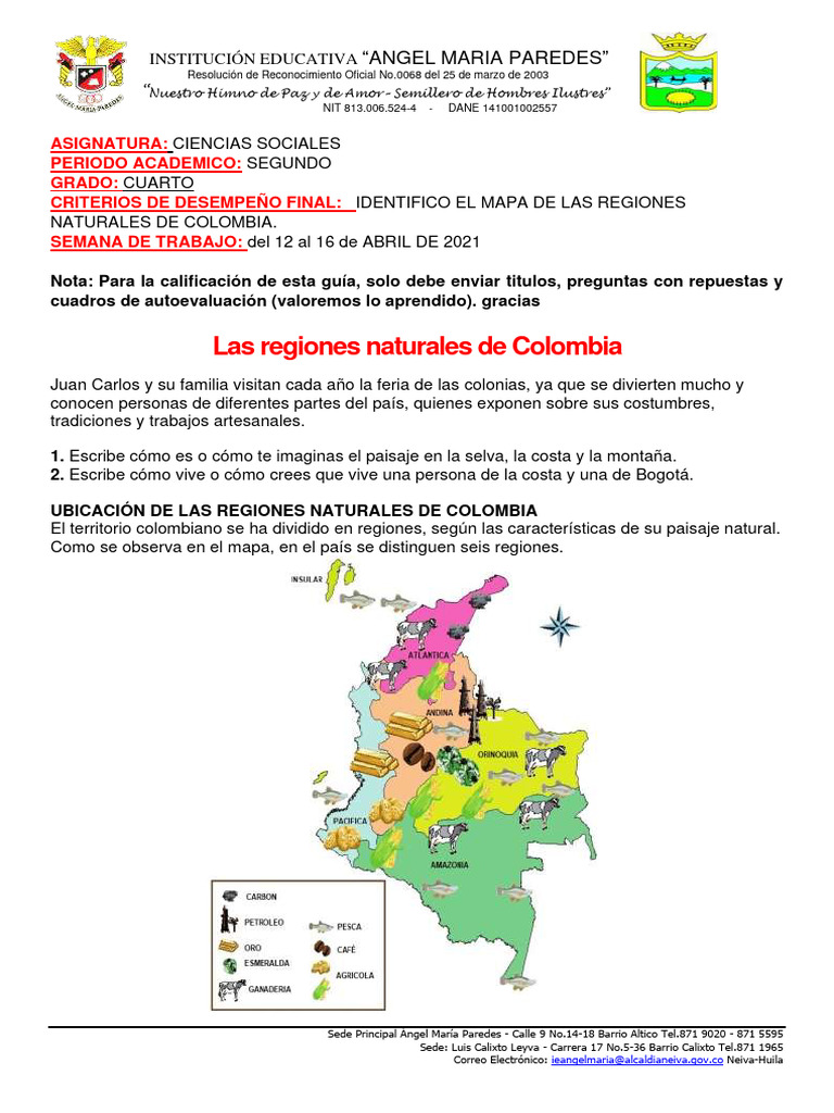 Las Regiones Naturales de Colombia | Descargar gratis PDF | Colombia ...